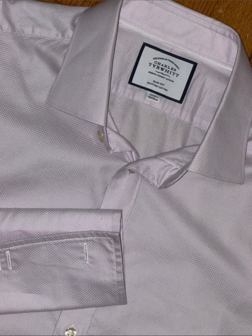 Charles Tyrwhitt, Mens 17/36, Light Pink Slim Fit Egyptian Cotton Dress Shirt